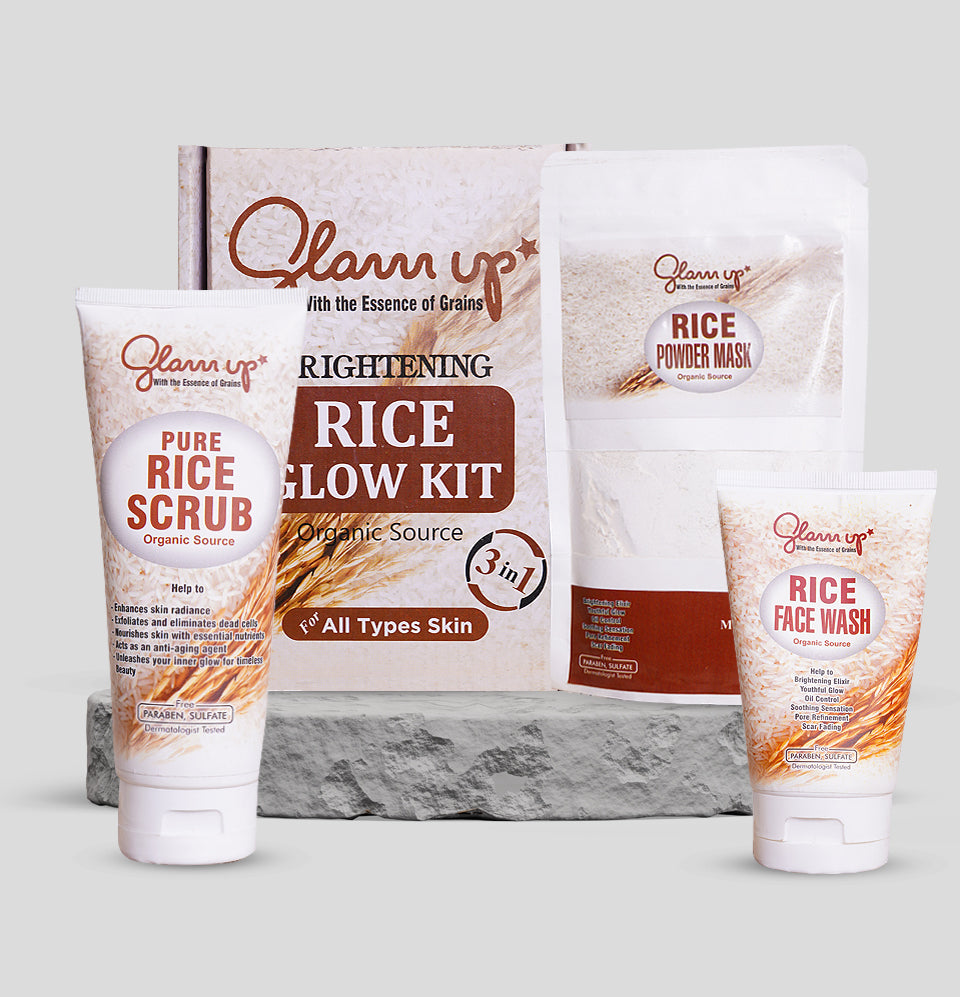 Glamup Rice Extract Glow Kit ( Facewash + Scrub + Facemask)