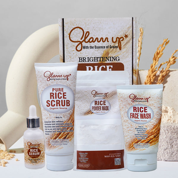 Glamup Rice Extract Glow Kit ( Facewash + Scrub + Facemask + Serum)